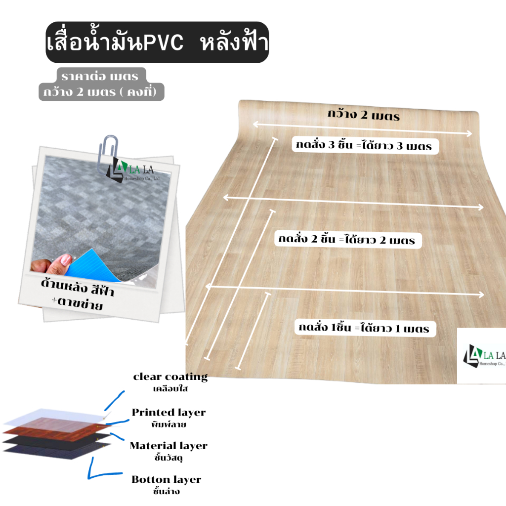 เสื่อน้ำมัน เสื่อน้ำมันปูพื้น ผิวด้าน PVC+ตาข่าย หนา1 มิล กว้าง 2 เมตร ราคาความยาวต่อเมตร