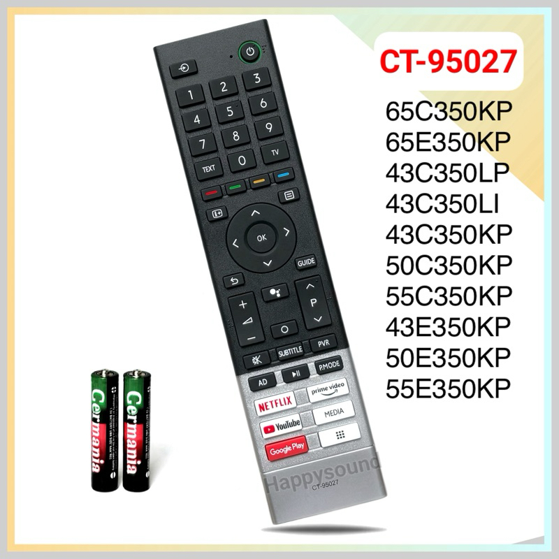 รีโมทสมาร์ททีวี Smart TV ยี่ห้อ Toshiba โตชิบา รหัส CT-95027 ใช้กับรุ่น 43C350LP/43C350LI (50/55/65/
