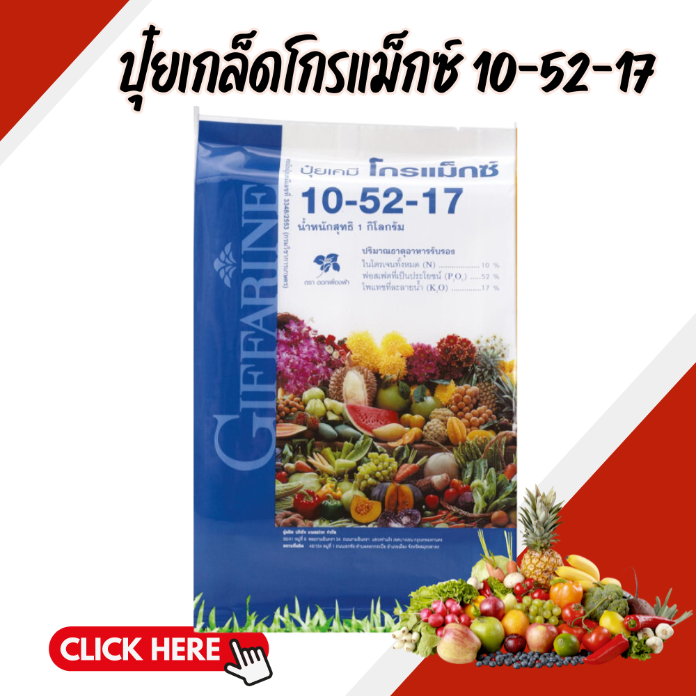 ปุ๋ย ปุ๋ยกิฟฟารีน โกรแม็กซ์ สูตร 10-52-17