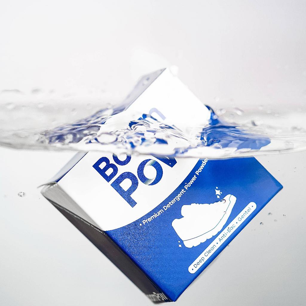 โปรรักษ์โลก ซื้อ 1 กล่องเล็ก (5 ซอง) ไม่รับถุงเขย่า  - Boom Pow (บูมพาว) ผงซักรองเท้าระดับพรีเมียม