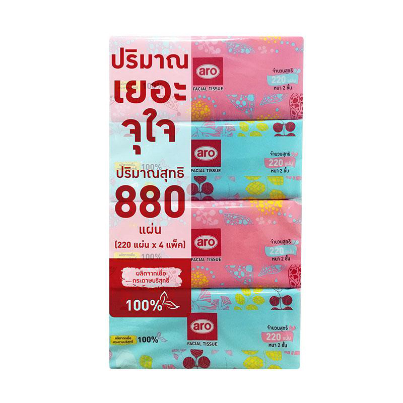 เอโร่ กระดาษเช็ดหน้าซอฟท์ ปริมาณ 220 แผ่น x 4 แพ็ค ราคา ถูกที่สุด ดีลบีเคเค แกลเลอรีภาพที่ 6
