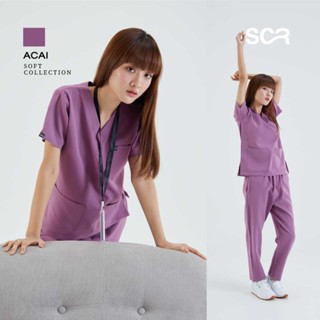 Scrub in | เสื้อ-กางเกงสครับ unisex สี Acai รุ่น Soft