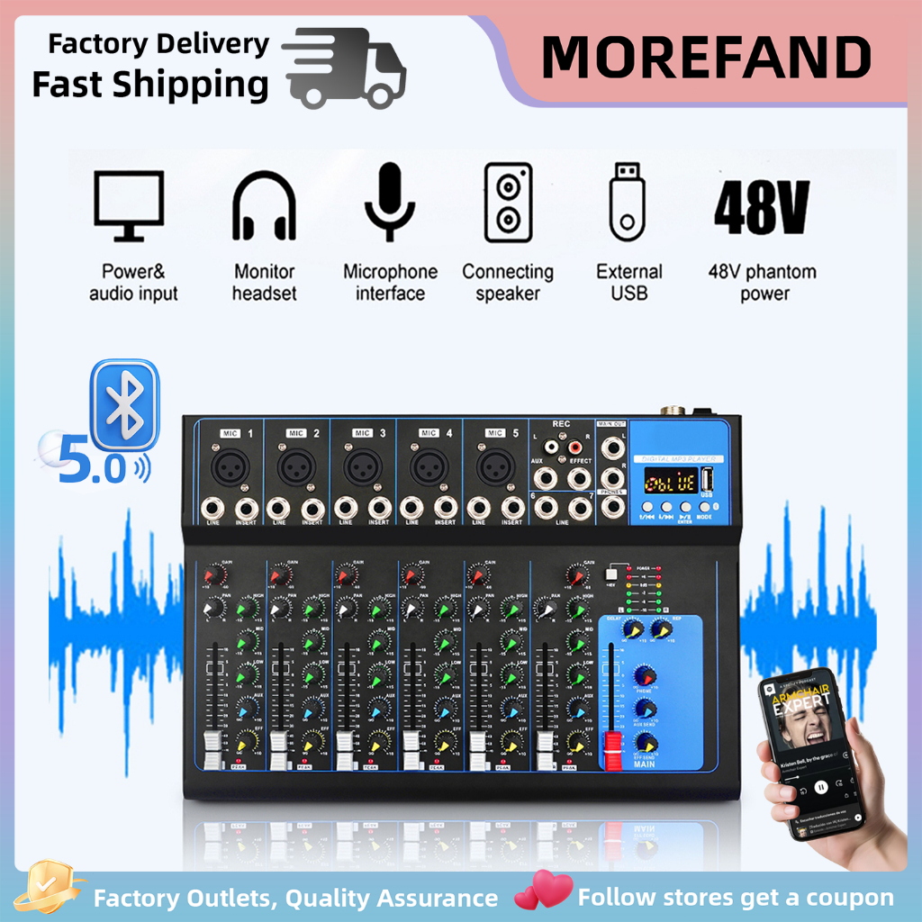Audio Mixer 4/7 Channel มิกเซอร์ USB mixer เครื่องเสียง มิกเซอร์เอฟเฟค มิกซ์เซอร์ มิ๊กปรับเสียง