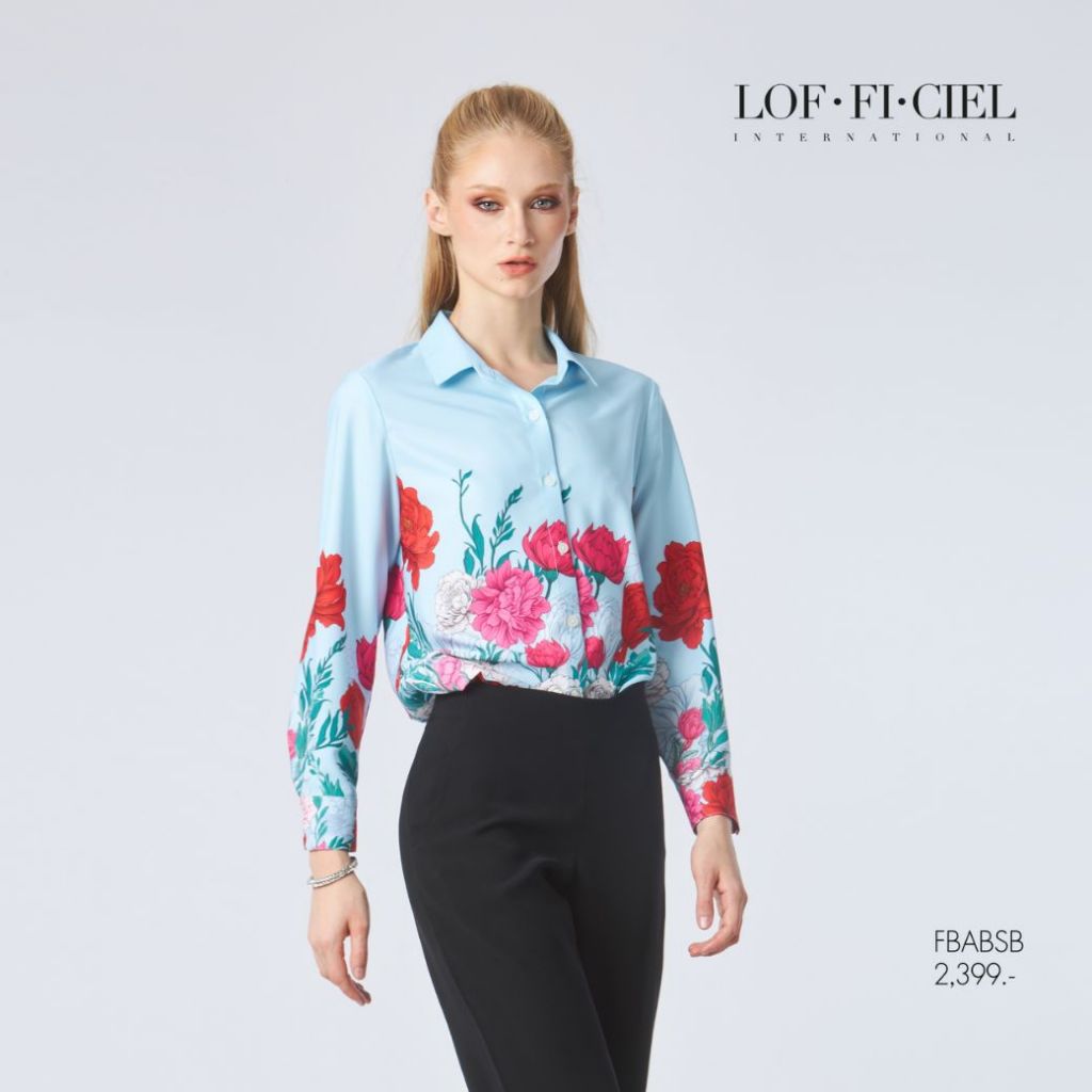 LOF-FI-CIEL เสื้อเชิ้ตผู้หญิงแขนยาว Aquamarine Rose สีฟ้า FBABSB