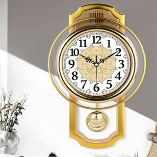 อัพเกรดใหม่นาฬิกาแขวนผนังยุโรปเงียบนาฬิกาแกว่งห้องนั่งเล่นชุ…