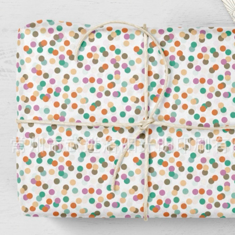 Tissue paper | กระดาษไขห่อสินค้า พิมพ์ลายจุดสีๆ (แพ็คละ50ใบ)