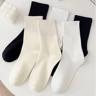 ถุงเท้าข้อกลางสำลอง สีพื้น สวมใส่สบาย สําหรับผู้หญิง fashion socks (35-40EU)