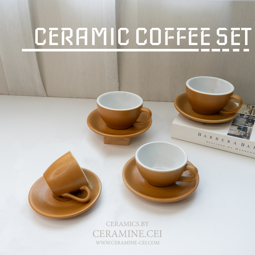 ชุดถ้วยกาแฟบาริสต้าเซรามิคเนื้อหนา สำหรับบาริสต้ามืออาชีพ มาตรฐานเดียวกับแบรนด์ระกับโลก ความจุ 3-6-8-10 oz.