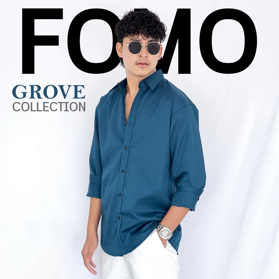 Fomo-เชิ้ตแขนยาว สีคราม เชิ้ตชิวๆ