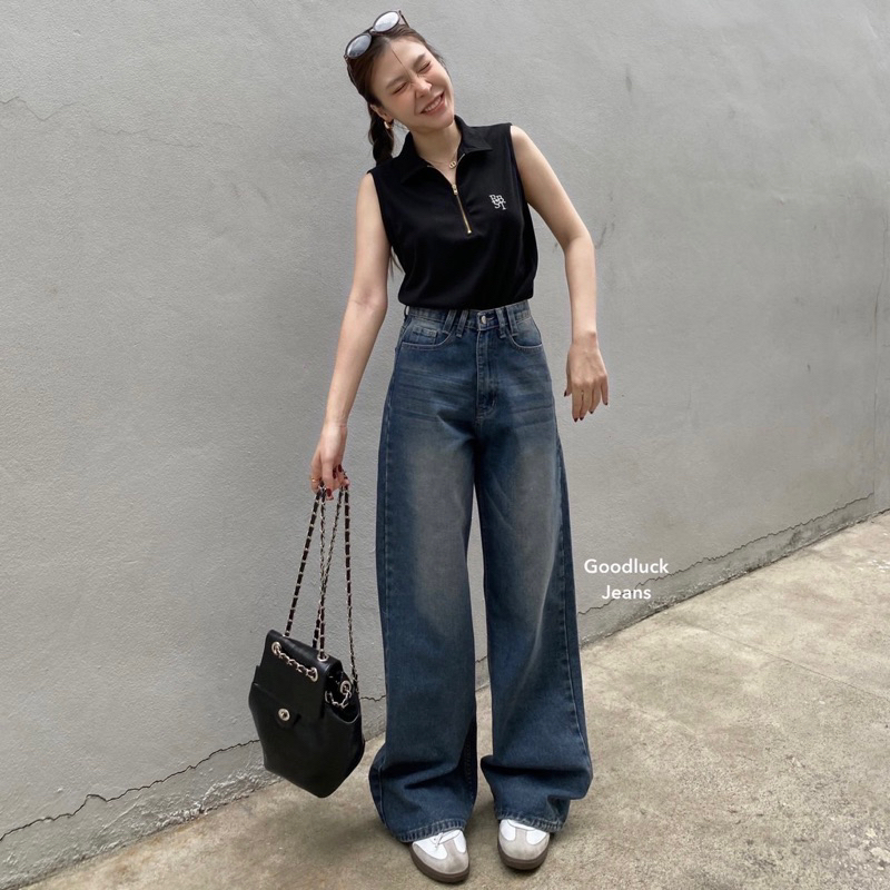 Jimmy Jeans กางเกงยีนส์ขากระบอกใหญ่ผ้าไม่ยืดดีเทลหูคู่ - รูปที่ 7