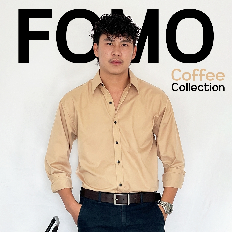 Fomo-เชิ้ตแขนยาว สีเบจ เสื้อเชิ้ตสีเอิร์ธโทน