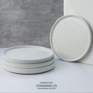 Craft Plate จานอาหารเซรามิครุ่นขอบเตี้ย คราฟท์สไตล์มินิมอลเกาหลี ขนาด '6' '8' '10' นิ้ว