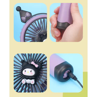 พร้อมส่ง พัดลมมือถือ พกพา ชาร์จ USB Mini fan พัดลม ตั้งโต๊ะได้ ลายการ์ตูน Sanrio T206