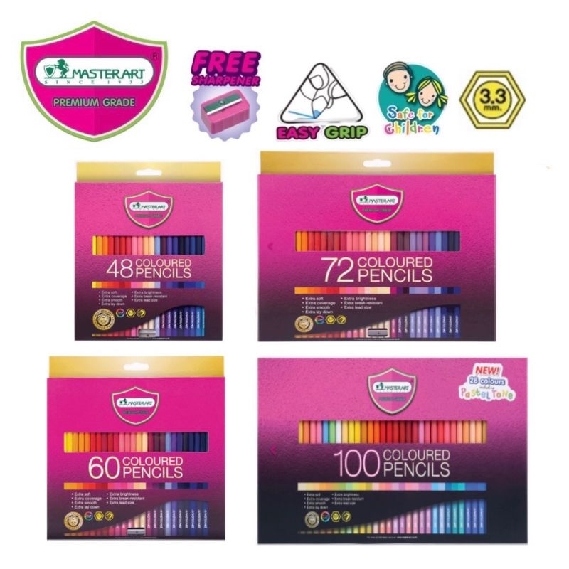 Master Art สีไม้ ดินสอสี 48,60,72,100 สี แถมฟรีกบเหลา สีสวย สีสด คุณภาพเยี่ยม
