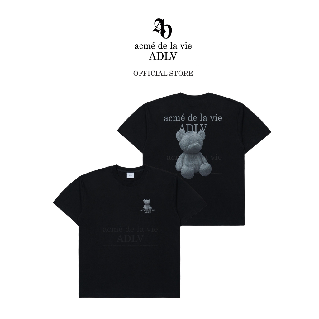 ADLV [acme de la vie] เสื้อยืด Oversize รุ่น Exclusive  Fuzzy Bear Short Sleeve T-Shirt Black (50011OFBSSU_U4BKXX)