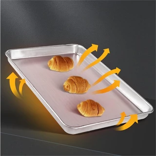[ขายชุดละ 6 ใบ] ถาดอบขนม อลูมิเนียม 40x60 ซม. (16x24 นิ้ว) ขอบสูง 2 นิ้ว สำหรับใช้กับเตาอบเชิงพาณิชย์