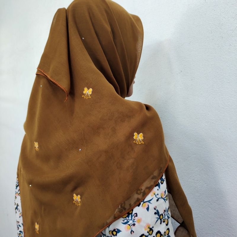 🌱[ บาวา RoseGold ] ปักโบว์ ติดเพชร หลาสกรู Bawal sulam minimal Bidang45