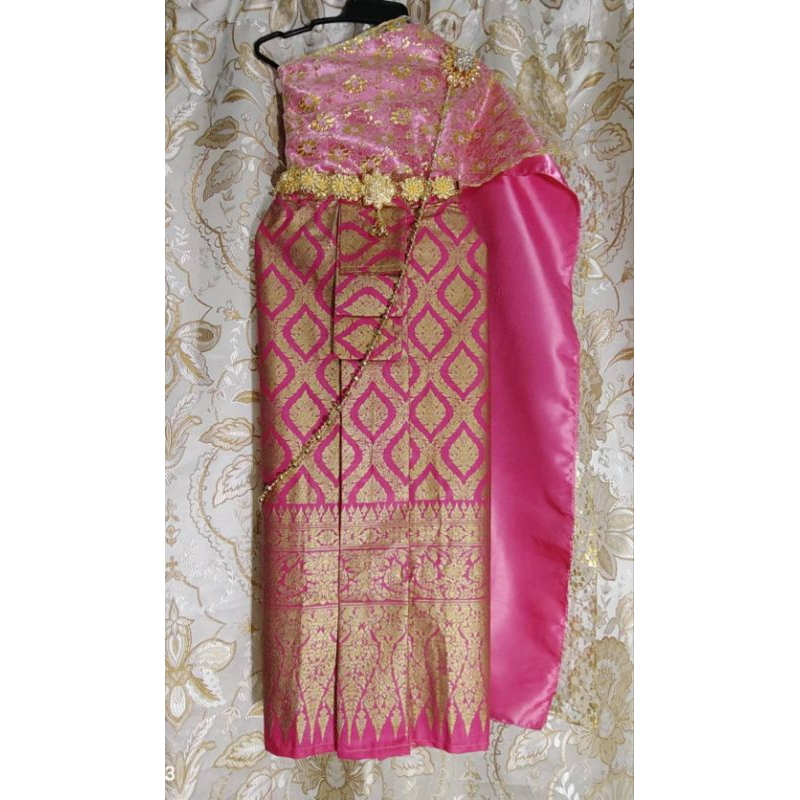 ชุดไทยสีชมพูสำหรับเด็ก 3-10 ปี มีตั้งแต่ไซส์ s ถึง 5xl