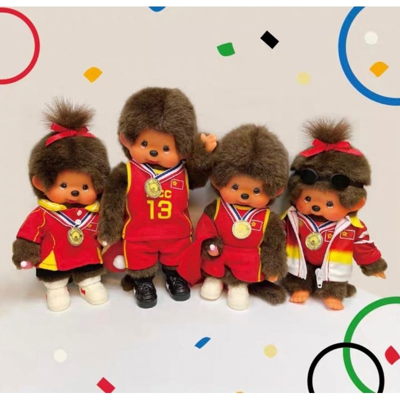 #พร้อมส่ง Sekiguchi Monchhichi Olympic 2024 size S HURDLE 20 cm.  BASKETBALL 27 cm.