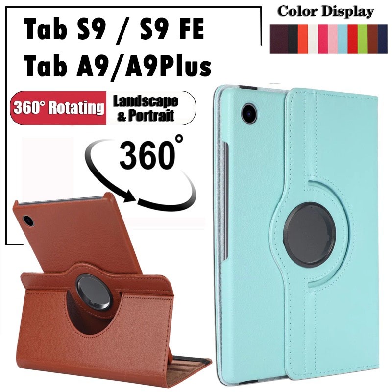 360.เคสฝาพับ Samsung Tab A9 Plus /Tab A7 lite/Tab S6 lite /Tab S9 FE S9FE S7 S8 เคสหนังคุณภาพดี หมุนได้ 360 องศา