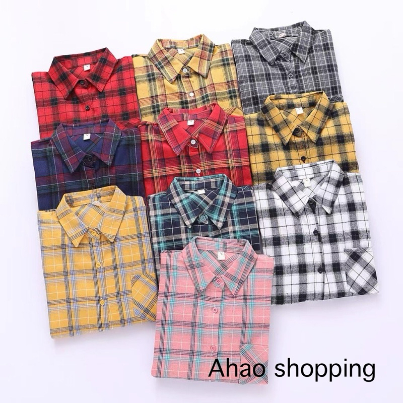 เสื้อเซิ้ตลายสก๊อต เสื้อทำงาน ใส่สบายผ้านุ่ม