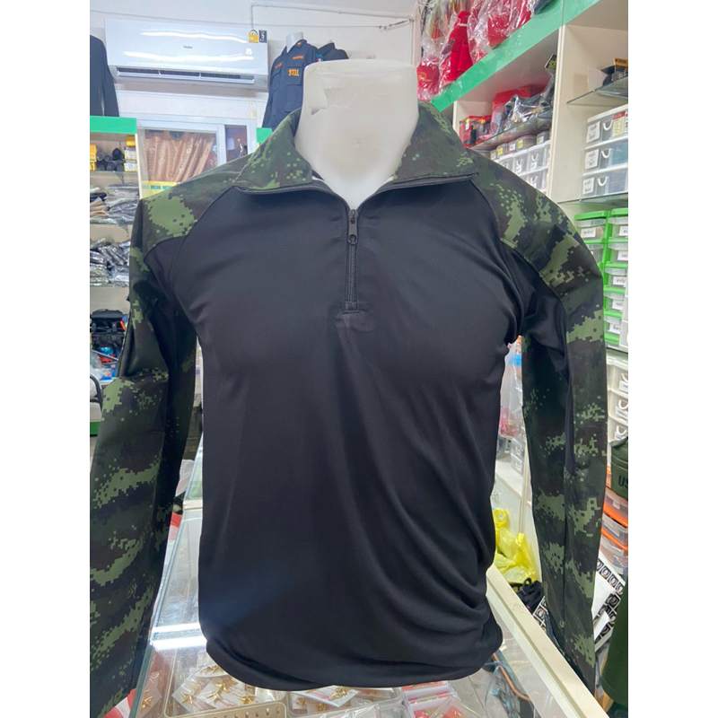 เสื้อ คอมแบทเชิ้ตเสื้อตัวสีดำแขนเสื้อดิจิตอลสีใหม่งานผลิตจากร้านเรา
