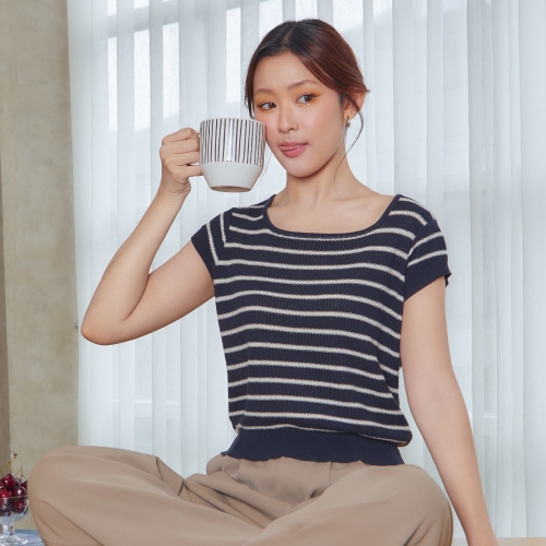 Mia Ribbed Sleeveless Top เสื้อลายทางแขนสั้น