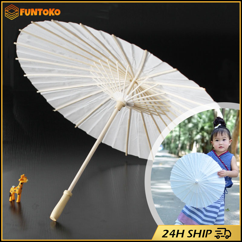 สินค้ามีคุณภาพ ร่มไม้กระดาษสีขาว DIY ขนาด20/40/60/84ซม.สําหรับตกแต่งถ่ายภาพ