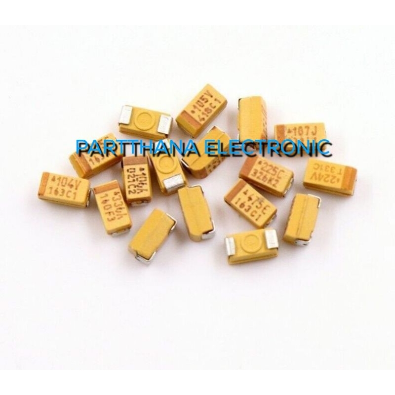 Tantalum แทนทาลั่ม SMD ไซต์ Cยาว 6mmกว้าง 3.2mm แพ็คละ5ชิ้น