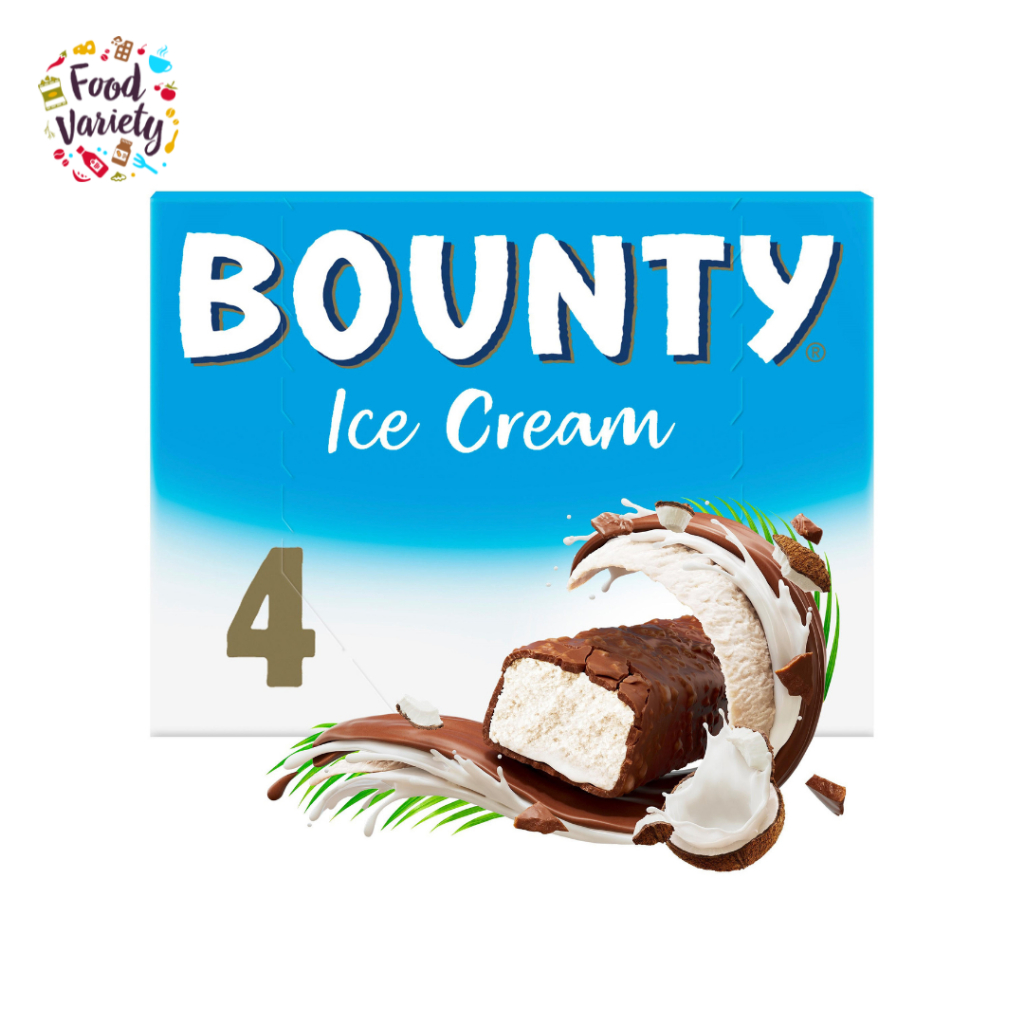Bounty Chocolate & Coconut Ice Cream Bars 4pk บาวน์ตี้ ช็อกโกแลต และ ไอศกรีมมะพร้าว 4 แพ็ค