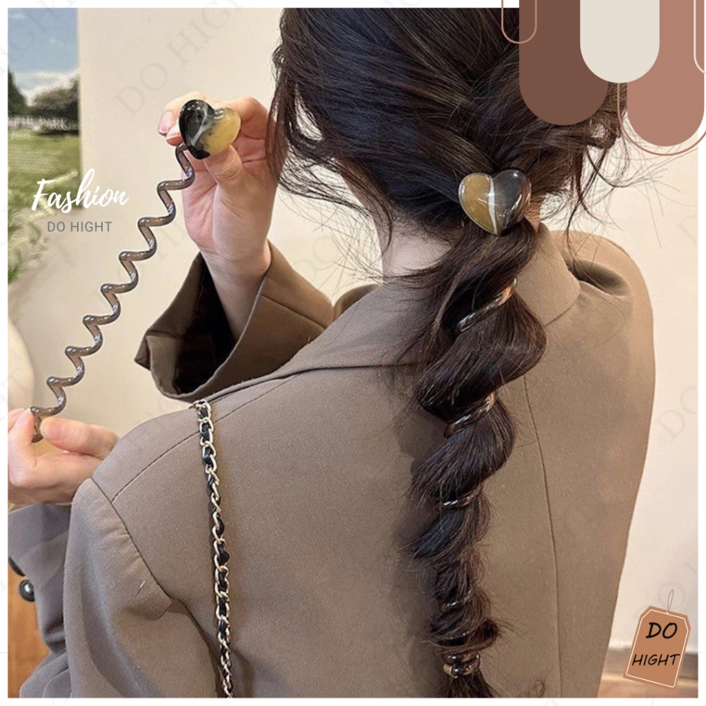 พร้อมส่ง⚡ มีเก็บเงินปลายทาง💸 ยางรัดผมแบบเกลียว สไตล์เกาหลีมี 4 สีให้เลือก  (ราคาต่อ 1 เส้น) : Do hight - รูปที่ 4