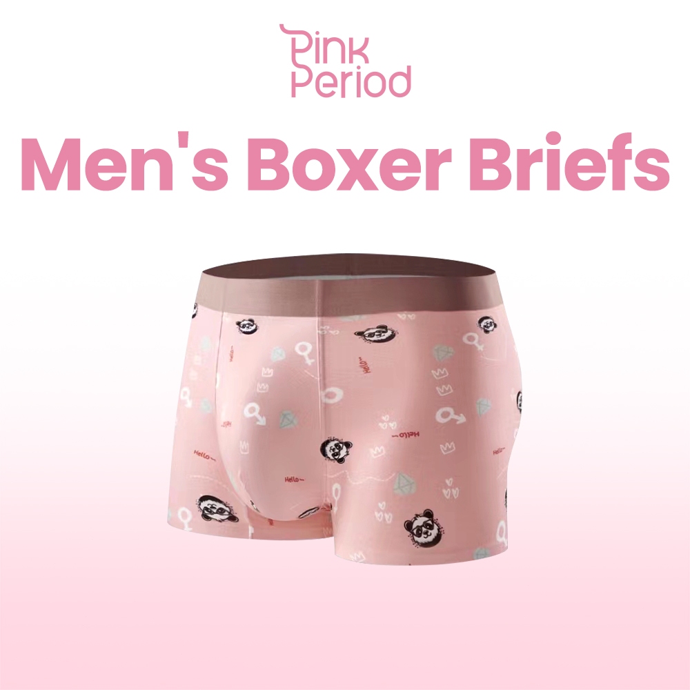 [2PCS]Pink Period กางเกงในผู้ชายขาสั้น กางเกงในบ็อกเซอร์ชาย Boxer เนื้อผ้านิ่ม ลายพิมพ์แฟชั่น Kni-036