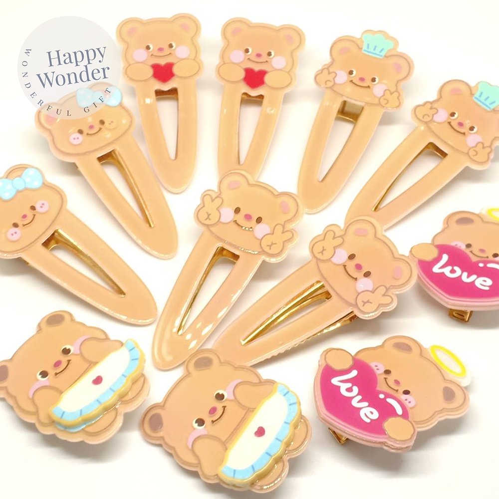 2 ชิ้น กิ๊บติดผม กิ๊บหนีบผม อะคริลิค น้องหมีเนย น่ารักมาก