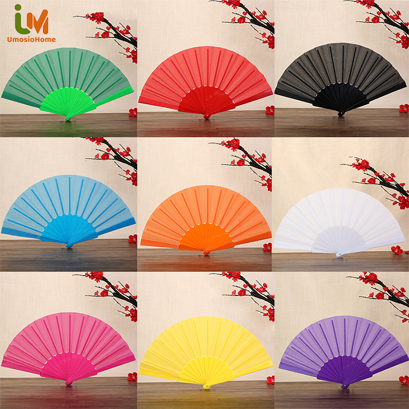 พัด พัดพลาสติก พัดสี พับได้ พัดจีน ความยาว 23CM