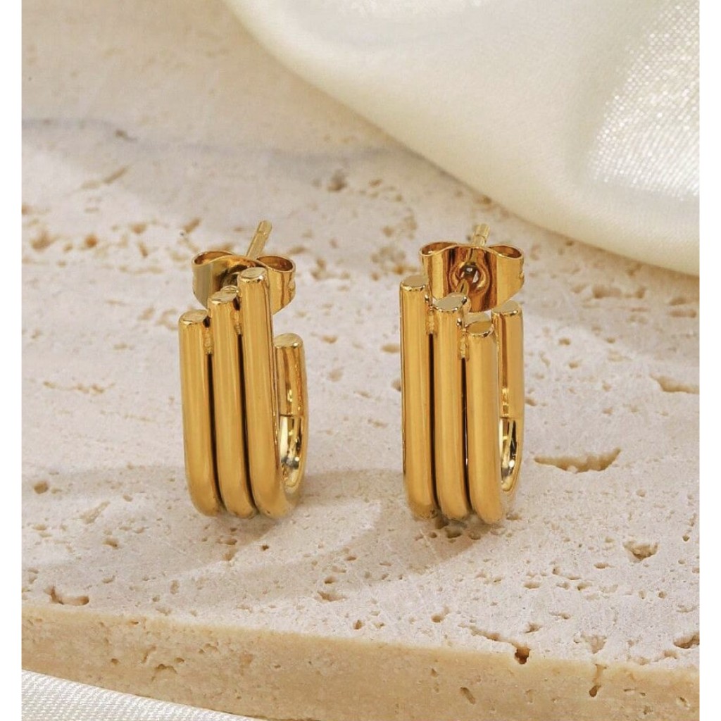mija.stories - xylo earrings ต่างหูสแตนเลส ชุบทอง 18K (มีสีทองสีเดียว)