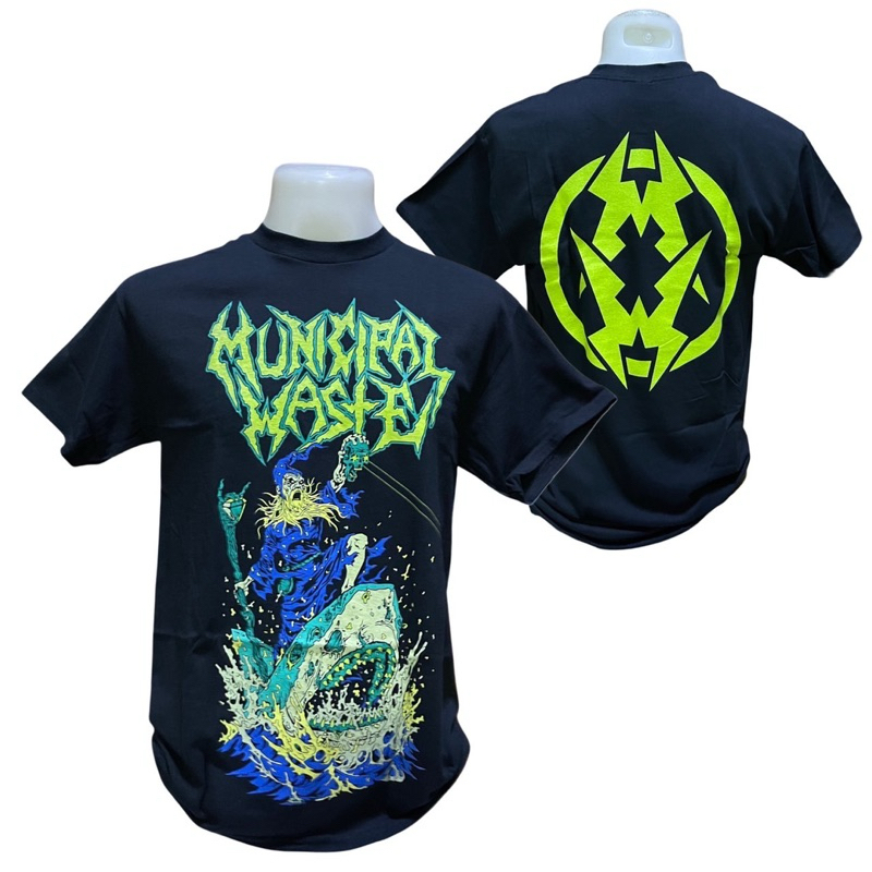 เสื้อยืดวงดนตรี MUNICIPAL WASTE T-SHIRT ลาย GLOW SHARK (GLOWS IN THE DARK) ลิขสิทธิ์ของแท้ USA