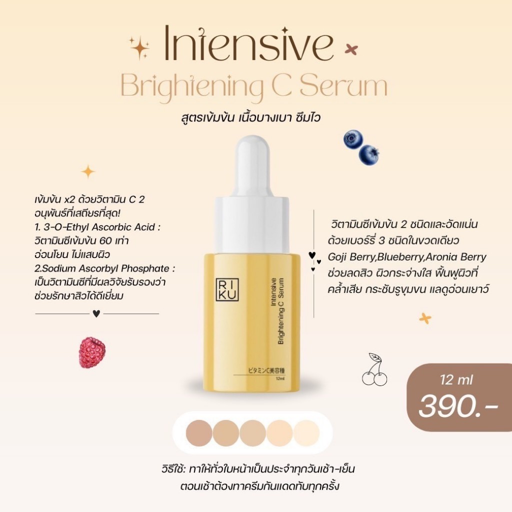 RIKU Vit C Serum เซรั่มวิตซีเกาหลี ผิวหน้าดูกระจ่างใส ฝ้า กระจางลง ลดการอักเสบของผิว ลดสิวทุกชนิด