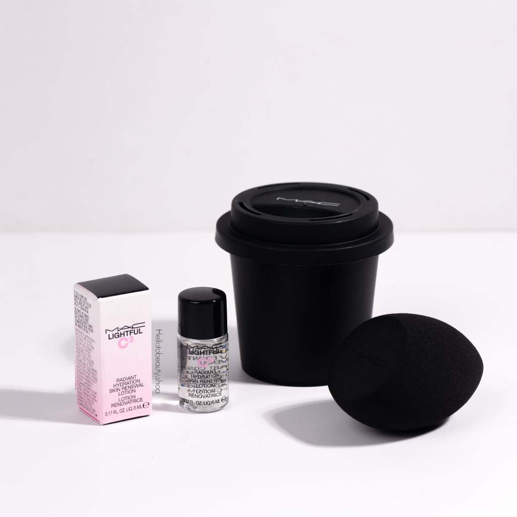[ลดเพิ่ม 100 บาท ใช้โค้ดในไลฟ์สด] Mac Sponge With Cup + Lightful C³ Radiant Hydration 5 ml สินค้าเป็นฉลากไทย