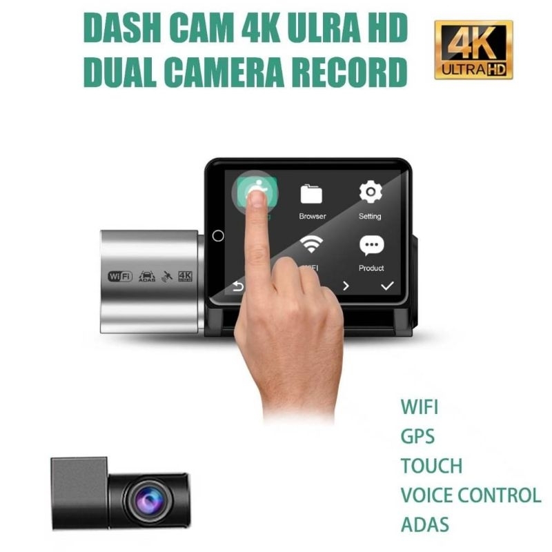 A6PRO 4K WIFI GPS ADAS Voice Control 2กล้องหน้า4Kกล้องหลัง1080Pพร้อมเมม32GB