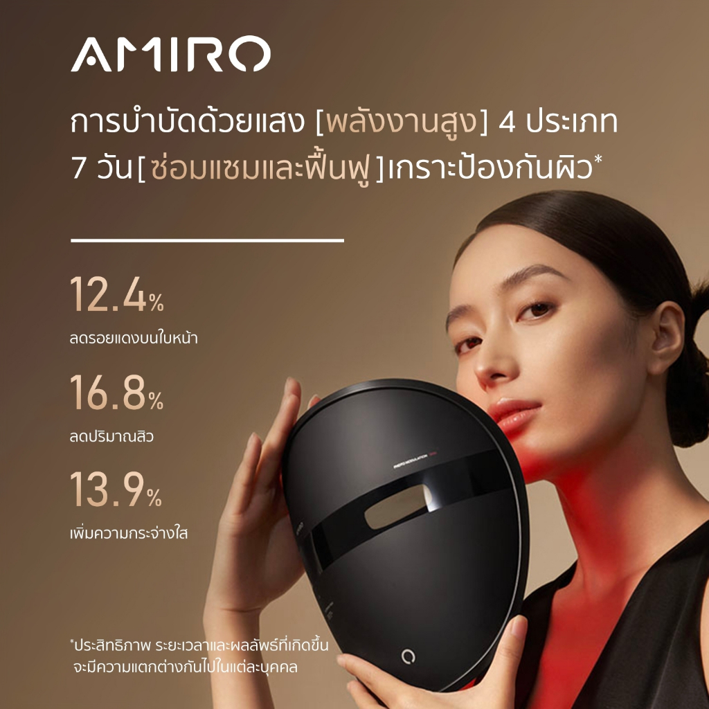 AMIRO LED MARK มอก. มาร์คหน้ากระตุ้นคอลลาเจน ฉายแสงบำบัดผิว ความหนาแน่นของพลังงาน 77mw/c㎡ ประกัน1ปี