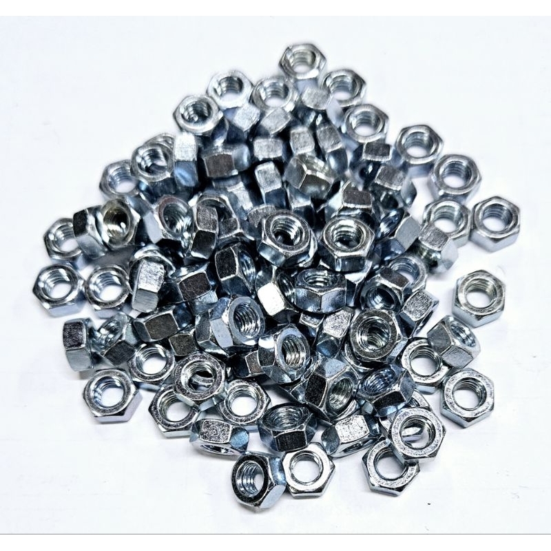 หัวน็อต 6MM ชุบซิ้งค์ ขอบ#10 *ราคาต่อ 1ห่อ* ตัวเมียเบอร์10 หัวน็อตเบอร์10 หัวน็อตมิลขาว6มิล