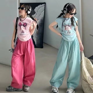 Beryl kids🌸ชุดเซ็ทเด็กผู้หญิงแฟชั่น🎀เสื้อแขนสั้นกางเกงขากว้าง โดปามีน สไตล์เกาหลี ลำลอง งานดี ใส่สบาย ฤดูร้อน