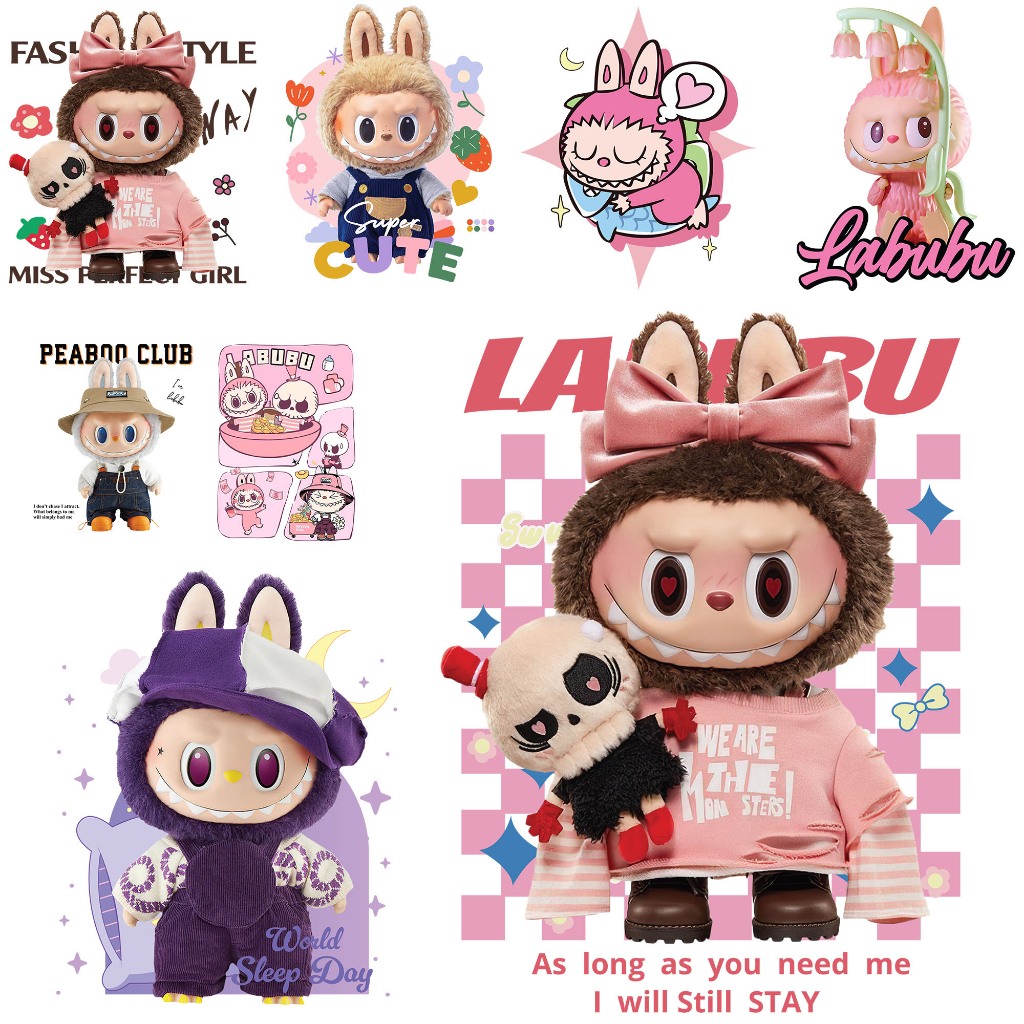 ตัวรีดผ้ารูปการ์ตูน Labubu น้องลาบูบู้ (4289) set.2 รีดติดง่ายทุกเนื้อผ้า DIY Patches