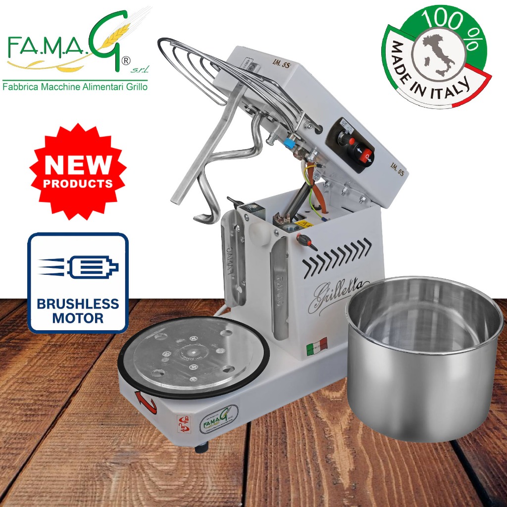 FAMAG เครื่องนวดแป้ง IM5/S/10V HH NEW MODEL BRUSHLESS!! White Spiral Mixer Grilletta Tilting Head an