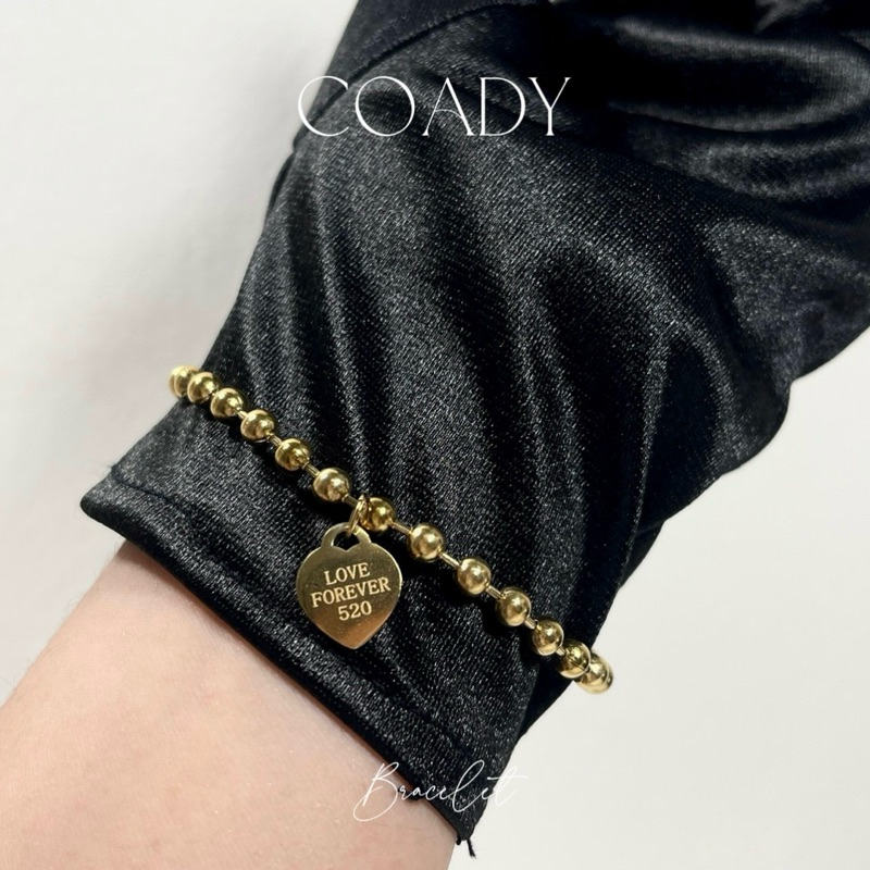 Coady- love forever heart ball bracelet สร้อยข้อมือบอลหัวใจ ( ป้าย love forever) Stainless Steel