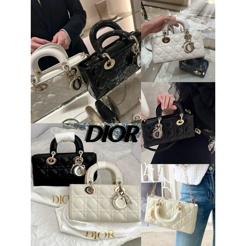 💯  แท้ DIOR Lady D-JOY จี้ทองอ่อนลาย cannage สายสะพายไหล่ถอดและปรับได้ lambskin Diana bag กระเป๋าสะพ