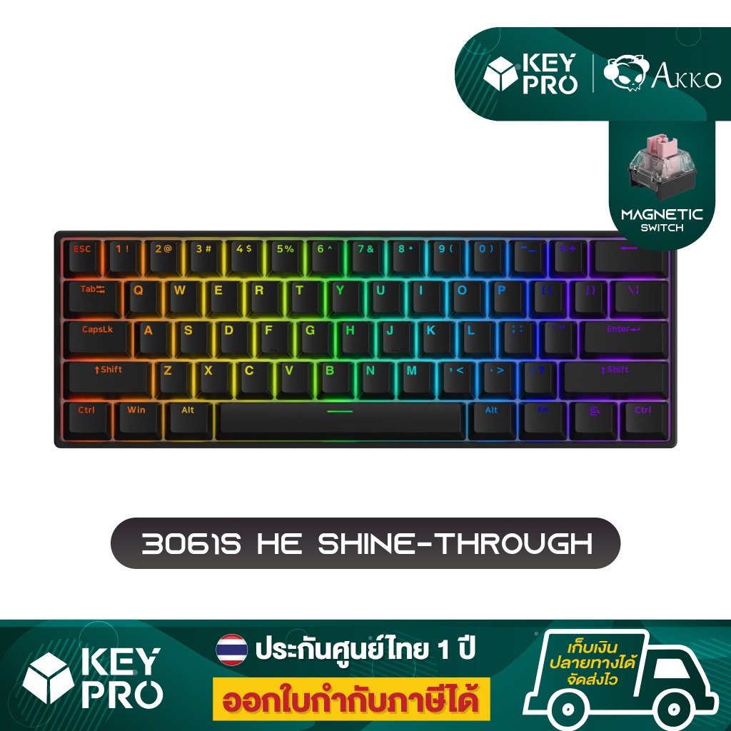 คีย์บอร์ด AKKO 3061S HE Shine-Through 8K Magnetic switch RGB Keyboard Hall Effect