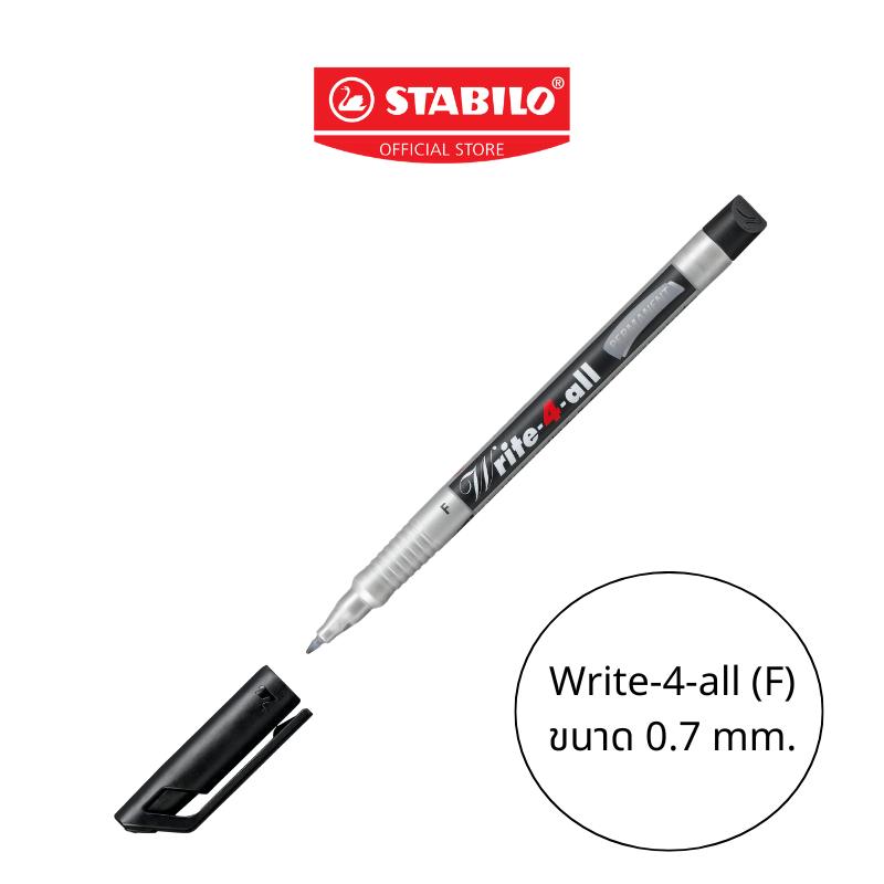 STABILO Write-4-all permanent marker ปากกามาร์คเกอร์ ปากกาเขียนแผ่นซีดี สีดำ ขนาดหัว 0.4 และ 0.7 มม.