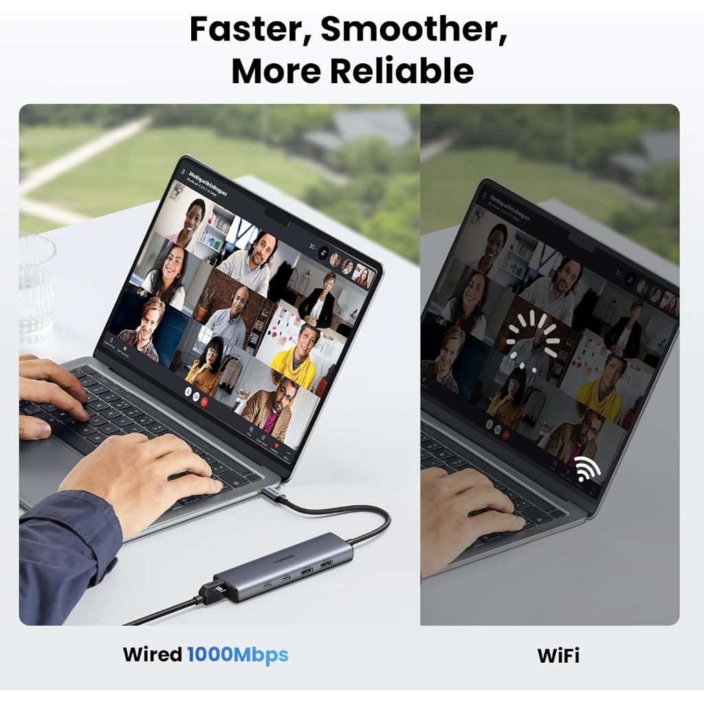 Ugreen ตัวแปลง USB HUB 6in1 C Male เป็น USBA 3.2/2.0 และ USB-C พร้อมพอร์ตชาร์จและ Gigabit รุ่น 45320
