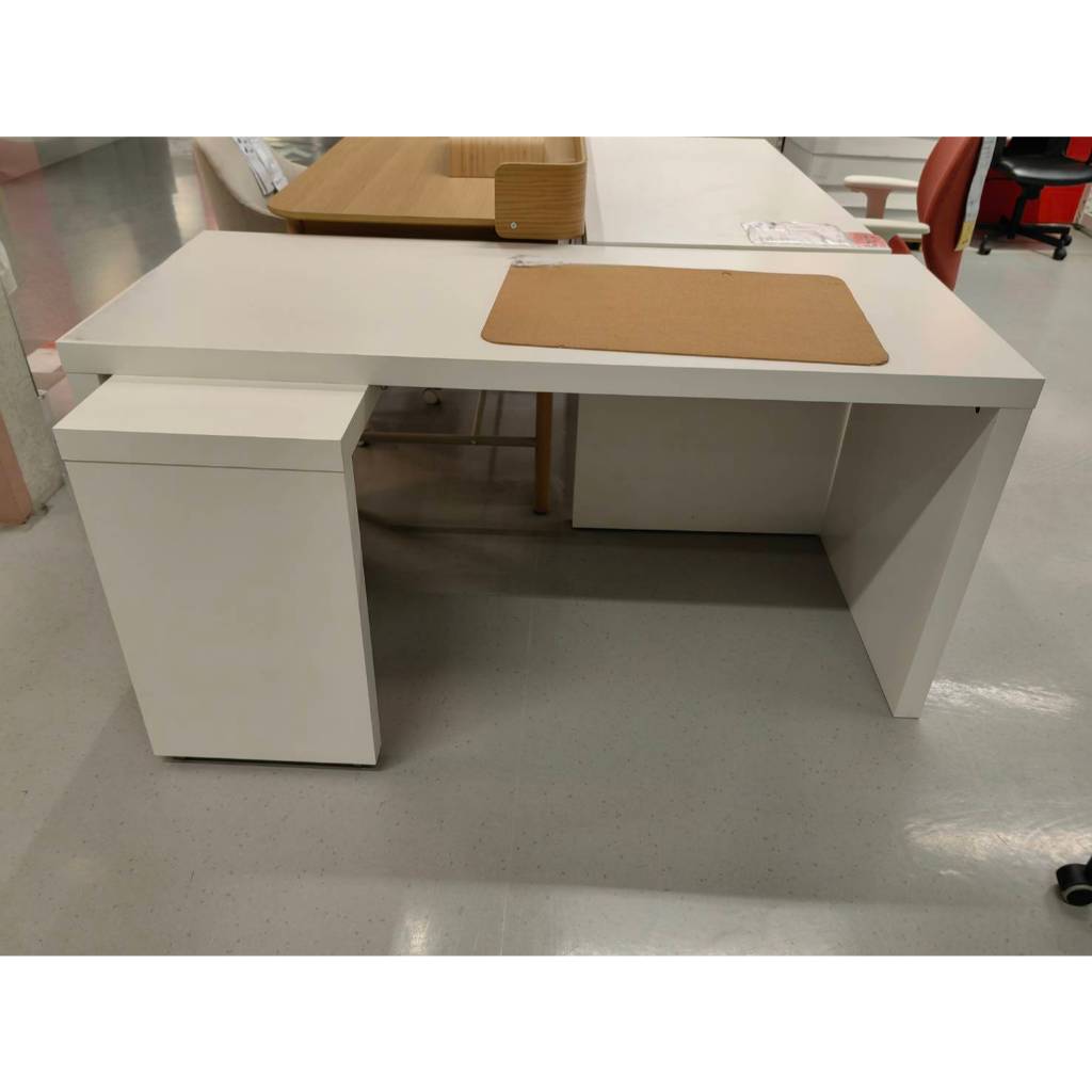 IKEA MALM มาล์ม โต๊ะทำงาน+โต๊ะเสริมมีล้อเลื่อน (151x65 ซม.)